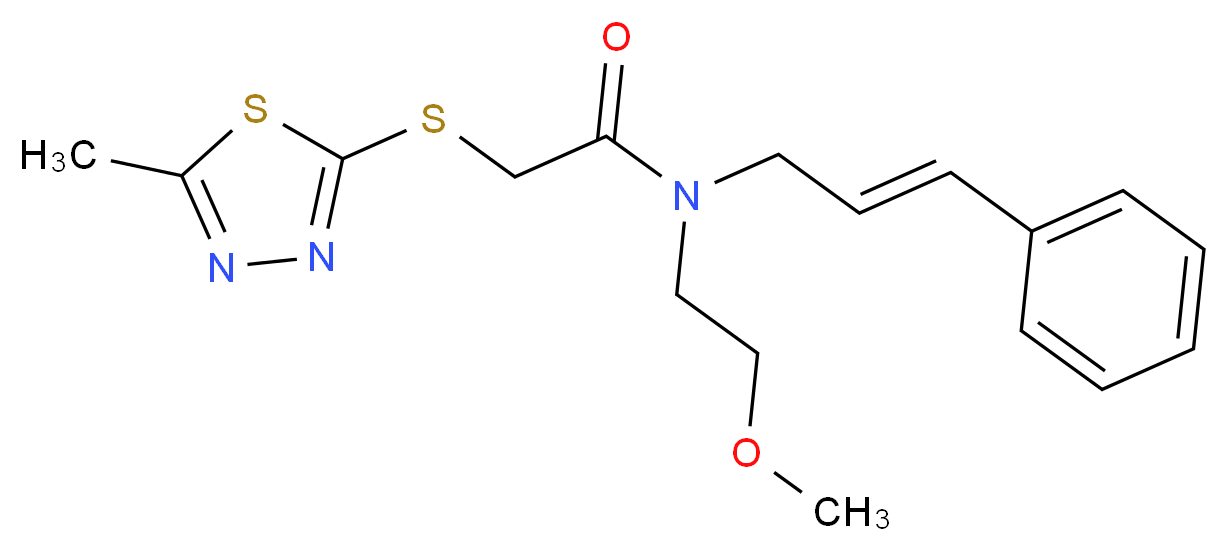 N-(2-methoxyethyl)-2-[(5-methyl-1,3,4-thiadiazol-2-yl)thio]-N-[(2E)-3-phenylprop-2-en-1-yl]acetamide_Molecular_structure_CAS_)