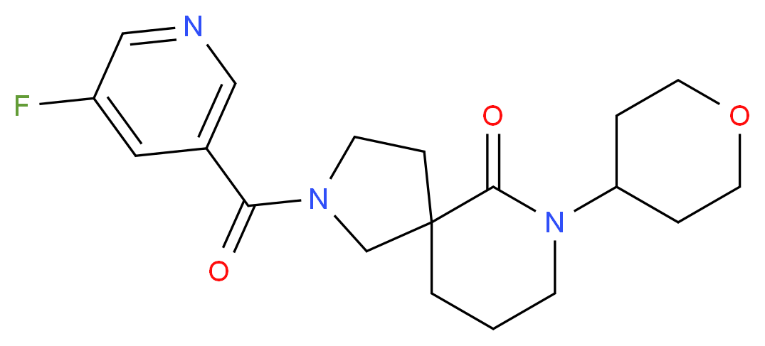 2-[(5-fluoropyridin-3-yl)carbonyl]-7-(tetrahydro-2H-pyran-4-yl)-2,7-diazaspiro[4.5]decan-6-one_Molecular_structure_CAS_)
