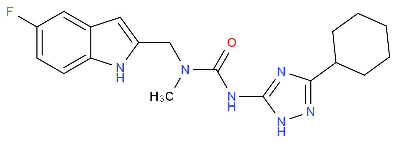 N'-(3-cyclohexyl-1H-1,2,4-triazol-5-yl)-N-[(5-fluoro-1H-indol-2-yl)methyl]-N-methylurea_Molecular_structure_CAS_)