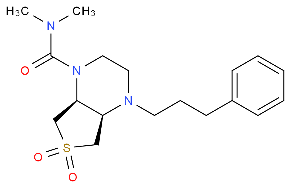 (4aR*,7aS*)-N,N-dimethyl-4-(3-phenylpropyl)hexahydrothieno[3,4-b]pyrazine-1(2H)-carboxamide 6,6-dioxide_Molecular_structure_CAS_)