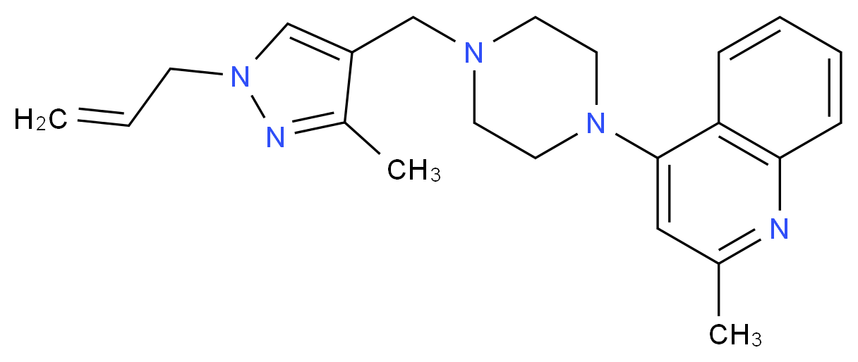 4-{4-[(1-allyl-3-methyl-1H-pyrazol-4-yl)methyl]piperazin-1-yl}-2-methylquinoline_Molecular_structure_CAS_)