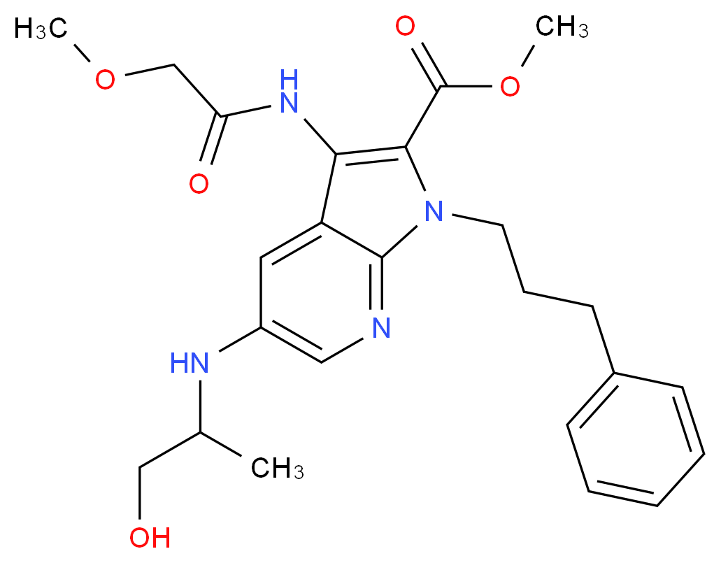 methyl 5-[(2-hydroxy-1-methylethyl)amino]-3-[(methoxyacetyl)amino]-1-(3-phenylpropyl)-1H-pyrrolo[2,3-b]pyridine-2-carboxylate_Molecular_structure_CAS_)