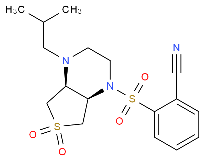 2-{[(4aS*,7aR*)-4-isobutyl-6,6-dioxidohexahydrothieno[3,4-b]pyrazin-1(2H)-yl]sulfonyl}benzonitrile_Molecular_structure_CAS_)