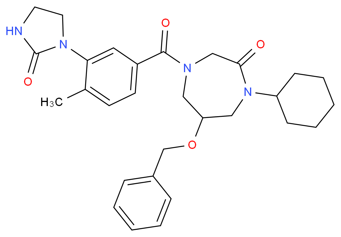 6-(benzyloxy)-1-cyclohexyl-4-[4-methyl-3-(2-oxo-1-imidazolidinyl)benzoyl]-1,4-diazepan-2-one_Molecular_structure_CAS_)