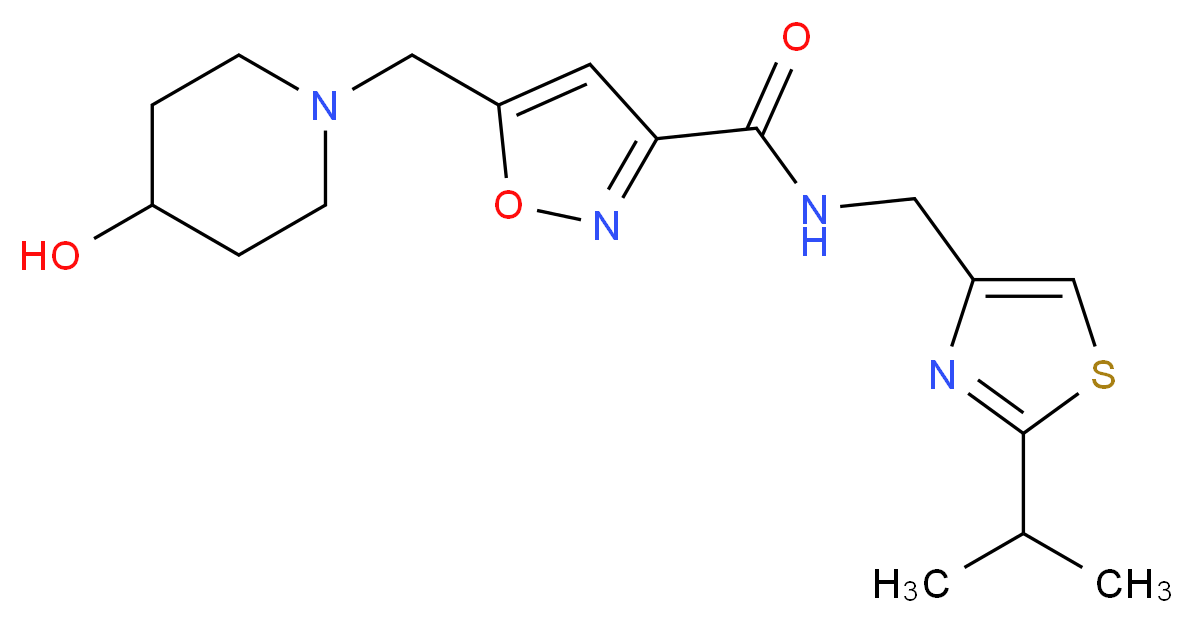 5-[(4-hydroxypiperidin-1-yl)methyl]-N-[(2-isopropyl-1,3-thiazol-4-yl)methyl]isoxazole-3-carboxamide_Molecular_structure_CAS_)
