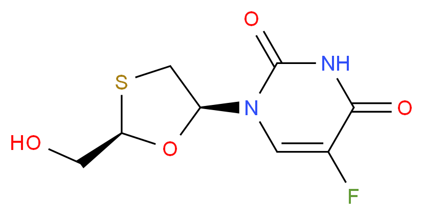 cis 5-Fluoro-1-[2-(hydroxymethyl)-1,3-oxathiolan-5-yl]-2,4(1H,3H)- pyrimidinedione_Molecular_structure_CAS_145986-11-4)