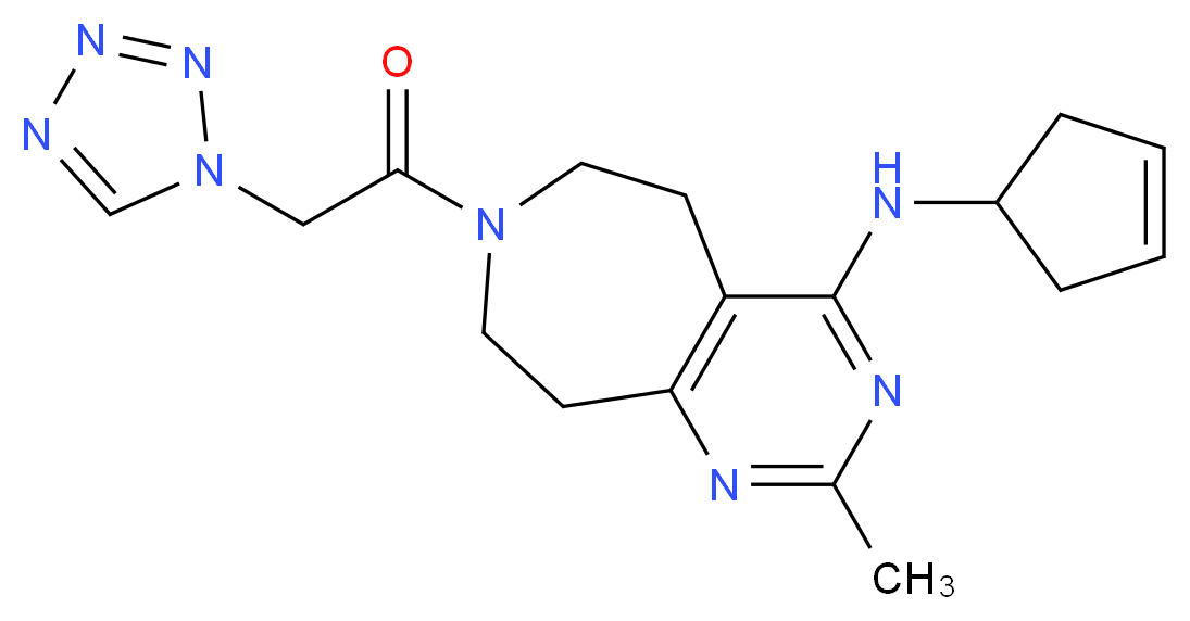 N-cyclopent-3-en-1-yl-2-methyl-7-(1H-tetrazol-1-ylacetyl)-6,7,8,9-tetrahydro-5H-pyrimido[4,5-d]azepin-4-amine_Molecular_structure_CAS_)
