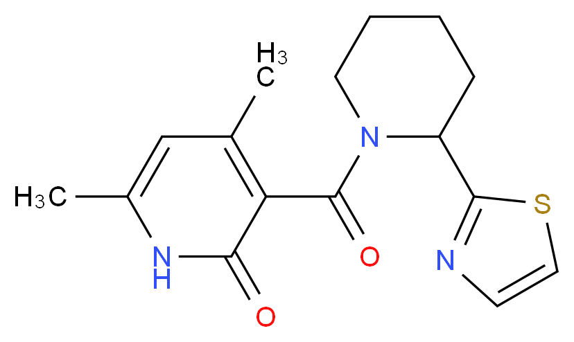 4,6-dimethyl-3-{[2-(1,3-thiazol-2-yl)-1-piperidinyl]carbonyl}-2(1H)-pyridinone_Molecular_structure_CAS_)