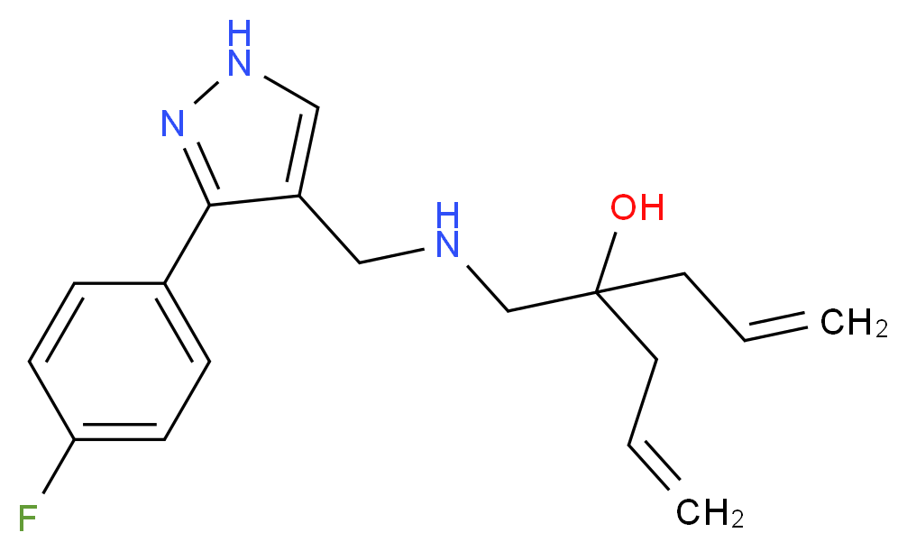 4-[({[3-(4-fluorophenyl)-1H-pyrazol-4-yl]methyl}amino)methyl]hepta-1,6-dien-4-ol_Molecular_structure_CAS_)