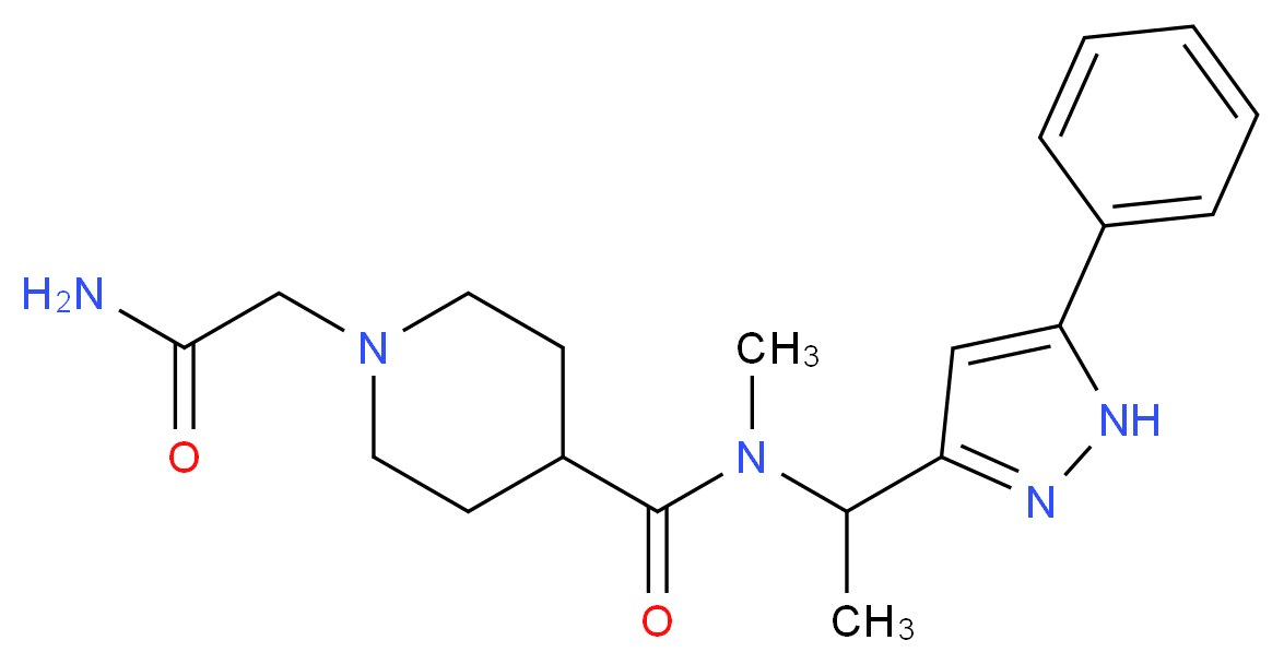 1-(2-amino-2-oxoethyl)-N-methyl-N-[1-(5-phenyl-1H-pyrazol-3-yl)ethyl]-4-piperidinecarboxamide_Molecular_structure_CAS_)