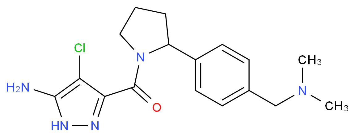4-chloro-3-[(2-{4-[(dimethylamino)methyl]phenyl}pyrrolidin-1-yl)carbonyl]-1H-pyrazol-5-amine_Molecular_structure_CAS_)