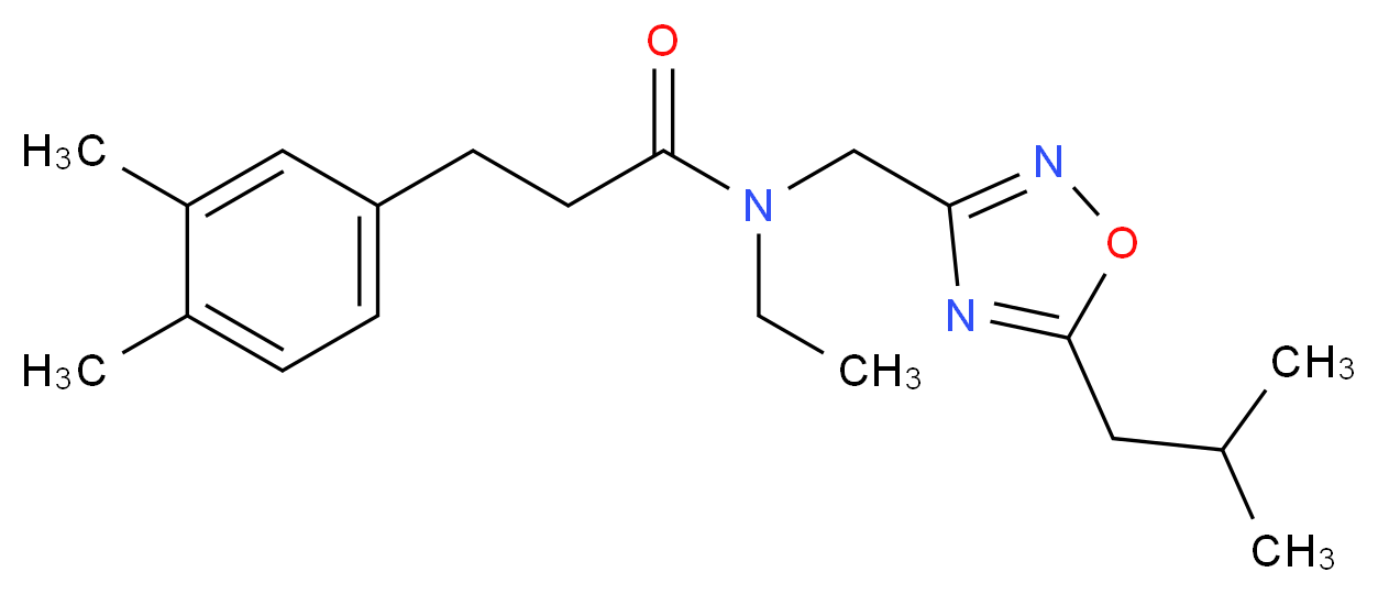 3-(3,4-dimethylphenyl)-N-ethyl-N-[(5-isobutyl-1,2,4-oxadiazol-3-yl)methyl]propanamide_Molecular_structure_CAS_)
