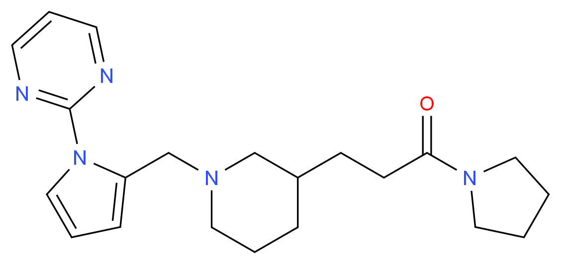 2-[2-({3-[3-oxo-3-(1-pyrrolidinyl)propyl]-1-piperidinyl}methyl)-1H-pyrrol-1-yl]pyrimidine_Molecular_structure_CAS_)