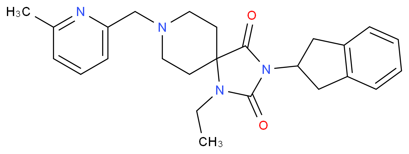 3-(2,3-dihydro-1H-inden-2-yl)-1-ethyl-8-[(6-methyl-2-pyridinyl)methyl]-1,3,8-triazaspiro[4.5]decane-2,4-dione_Molecular_structure_CAS_)