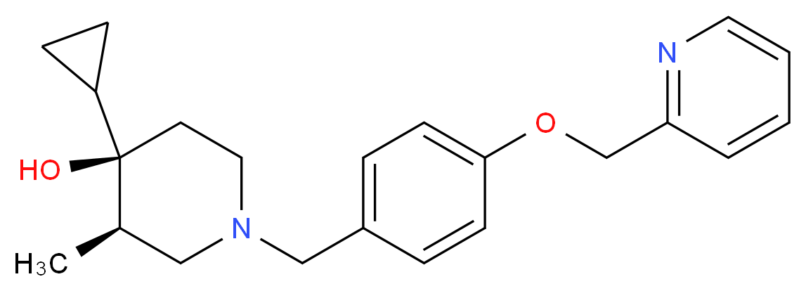 (3R*,4R*)-4-cyclopropyl-3-methyl-1-[4-(pyridin-2-ylmethoxy)benzyl]piperidin-4-ol_Molecular_structure_CAS_)