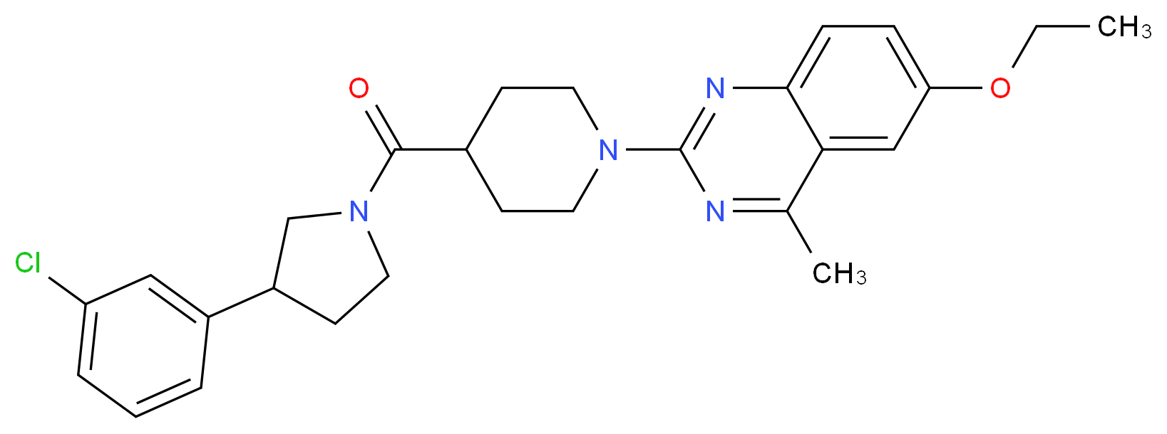 2-(4-{[3-(3-chlorophenyl)-1-pyrrolidinyl]carbonyl}-1-piperidinyl)-6-ethoxy-4-methylquinazoline_Molecular_structure_CAS_)