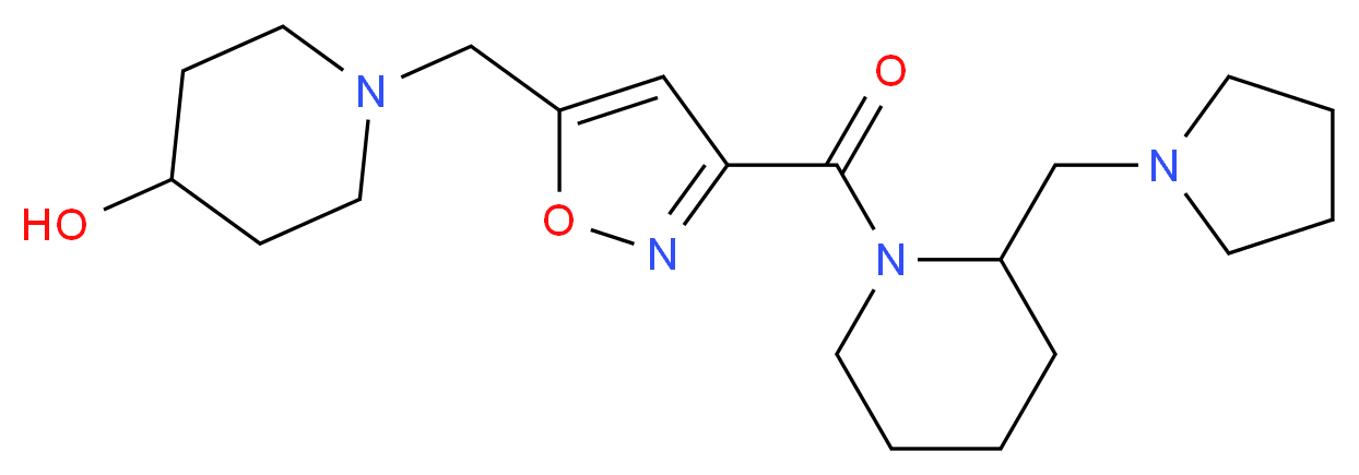 1-[(3-{[2-(pyrrolidin-1-ylmethyl)piperidin-1-yl]carbonyl}isoxazol-5-yl)methyl]piperidin-4-ol_Molecular_structure_CAS_)