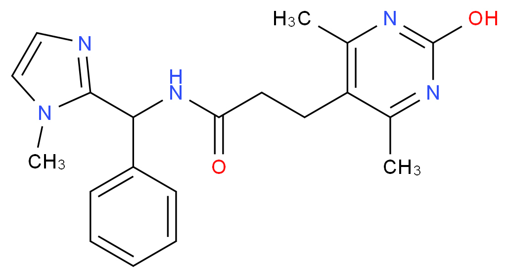 3-(2-hydroxy-4,6-dimethylpyrimidin-5-yl)-N-[(1-methyl-1H-imidazol-2-yl)(phenyl)methyl]propanamide_Molecular_structure_CAS_)