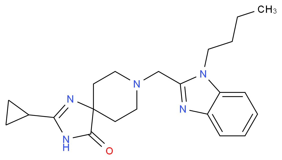 8-[(1-butyl-1H-benzimidazol-2-yl)methyl]-2-cyclopropyl-1,3,8-triazaspiro[4.5]dec-1-en-4-one_Molecular_structure_CAS_)