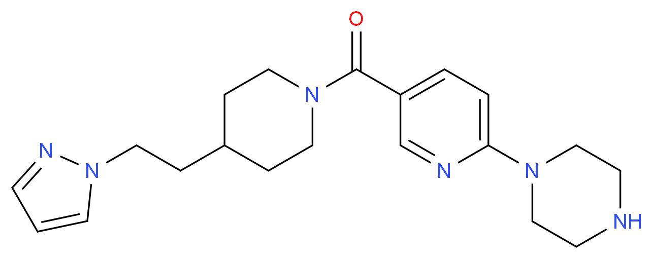 1-[5-({4-[2-(1H-pyrazol-1-yl)ethyl]piperidin-1-yl}carbonyl)pyridin-2-yl]piperazine_Molecular_structure_CAS_)