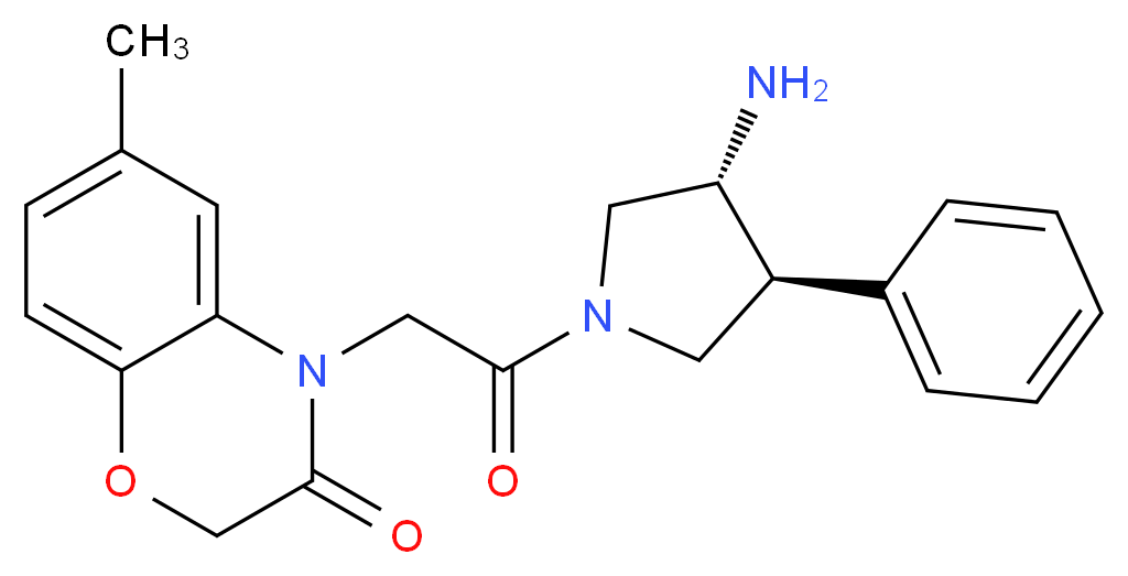 4-{2-[(3R*,4S*)-3-amino-4-phenylpyrrolidin-1-yl]-2-oxoethyl}-6-methyl-2H-1,4-benzoxazin-3(4H)-one_Molecular_structure_CAS_)