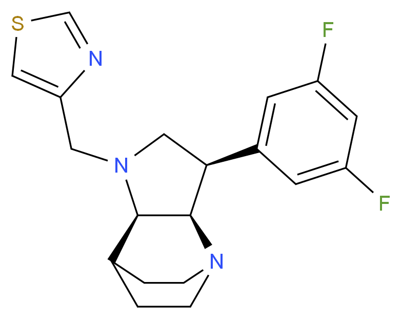 (3R*,3aR*,7aR*)-3-(3,5-difluorophenyl)-1-(1,3-thiazol-4-ylmethyl)octahydro-4,7-ethanopyrrolo[3,2-b]pyridine_Molecular_structure_CAS_)