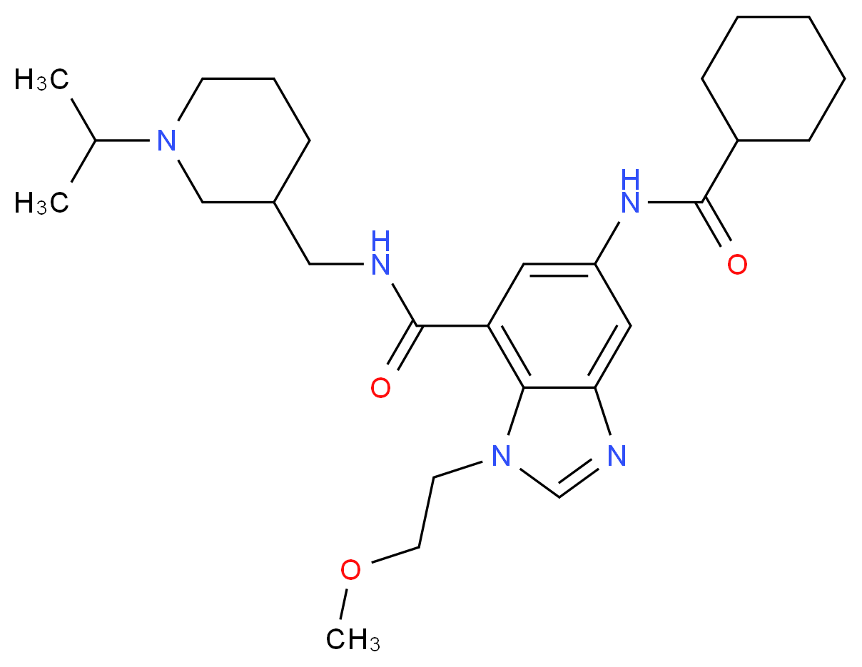 5-[(cyclohexylcarbonyl)amino]-N-[(1-isopropyl-3-piperidinyl)methyl]-1-(2-methoxyethyl)-1H-benzimidazole-7-carboxamide_Molecular_structure_CAS_)