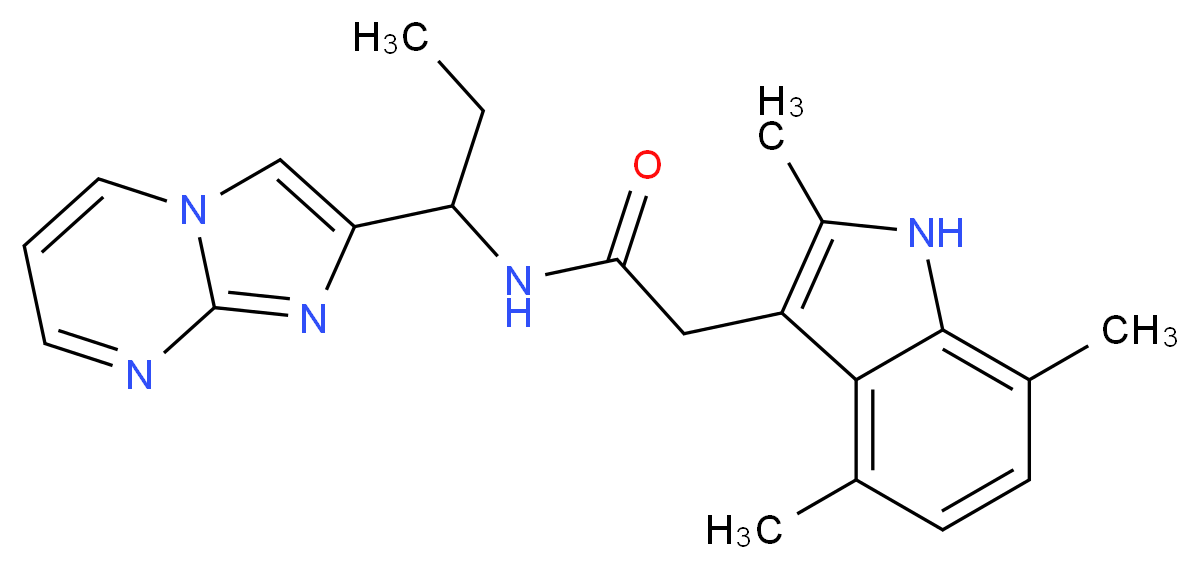 N-(1-imidazo[1,2-a]pyrimidin-2-ylpropyl)-2-(2,4,7-trimethyl-1H-indol-3-yl)acetamide_Molecular_structure_CAS_)