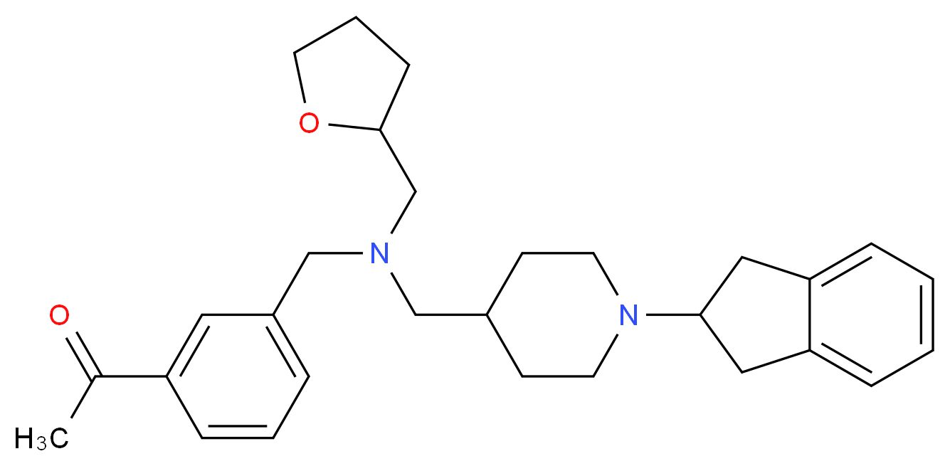 1-(3-{[{[1-(2,3-dihydro-1H-inden-2-yl)-4-piperidinyl]methyl}(tetrahydro-2-furanylmethyl)amino]methyl}phenyl)ethanone_Molecular_structure_CAS_)