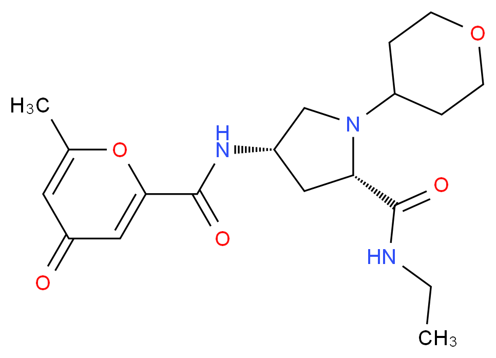 (4S)-N-ethyl-4-{[(6-methyl-4-oxo-4H-pyran-2-yl)carbonyl]amino}-1-(tetrahydro-2H-pyran-4-yl)-L-prolinamide_Molecular_structure_CAS_)
