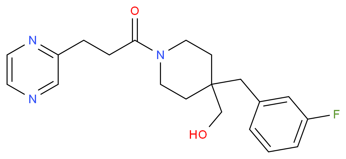 {4-(3-fluorobenzyl)-1-[3-(2-pyrazinyl)propanoyl]-4-piperidinyl}methanol_Molecular_structure_CAS_)