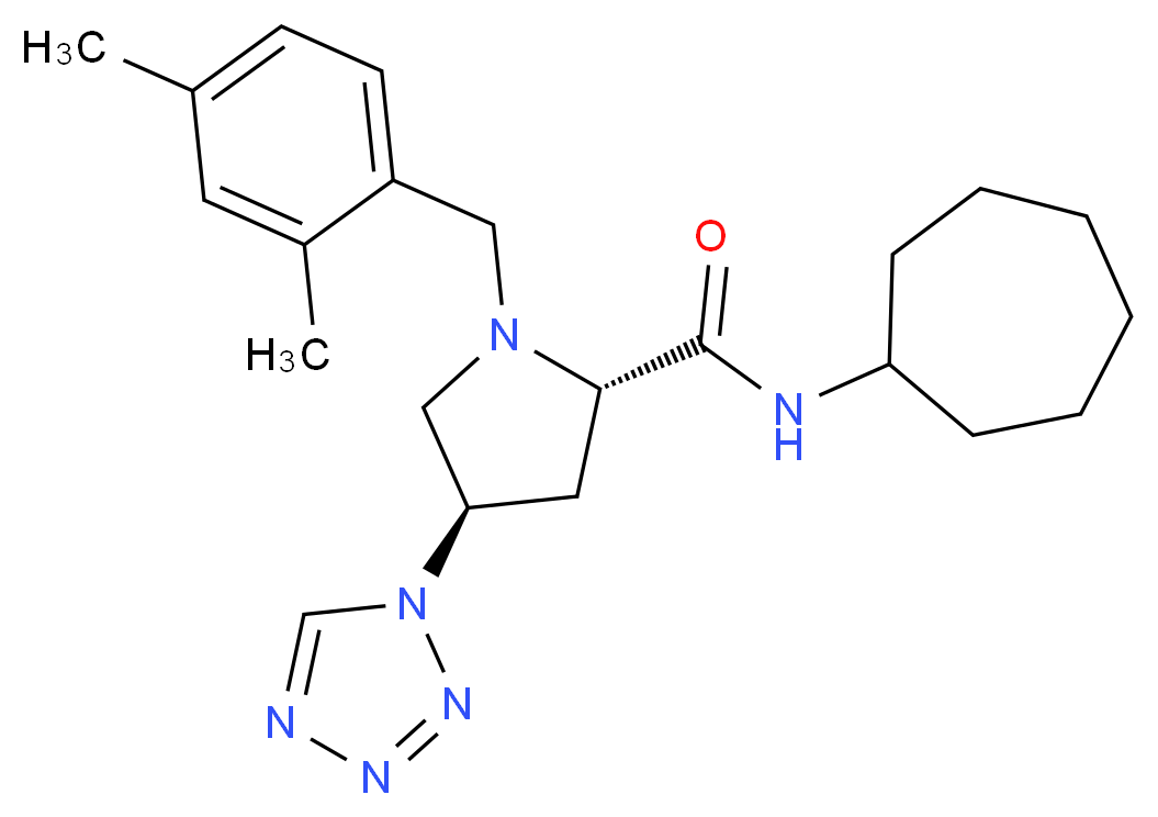 (4R)-N-cycloheptyl-1-(2,4-dimethylbenzyl)-4-(1H-tetrazol-1-yl)-L-prolinamide_Molecular_structure_CAS_)