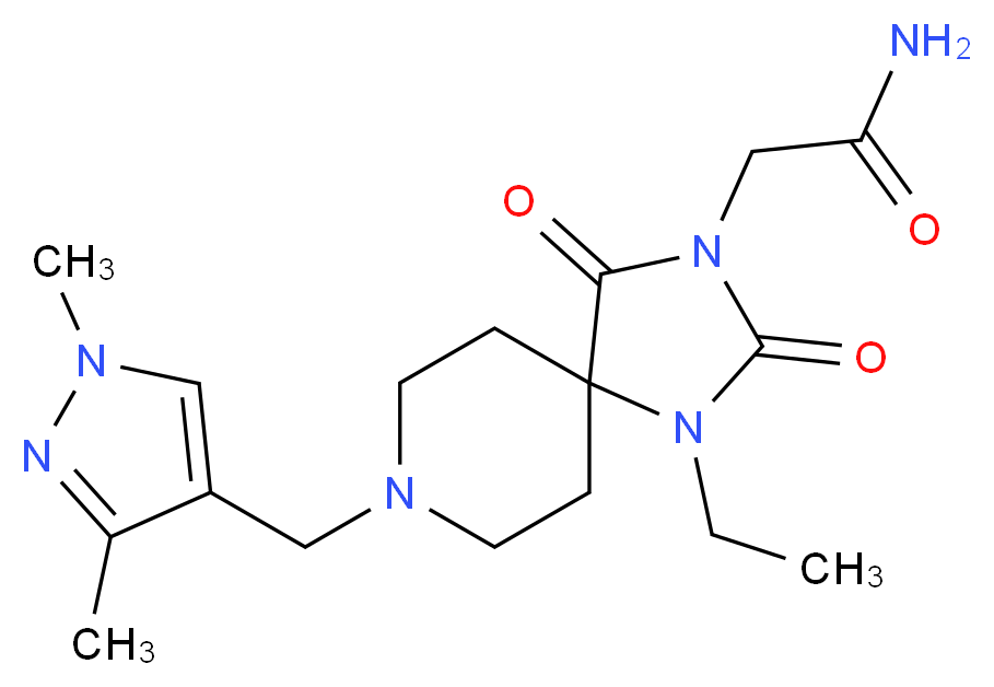 2-{8-[(1,3-dimethyl-1H-pyrazol-4-yl)methyl]-1-ethyl-2,4-dioxo-1,3,8-triazaspiro[4.5]dec-3-yl}acetamide_Molecular_structure_CAS_)
