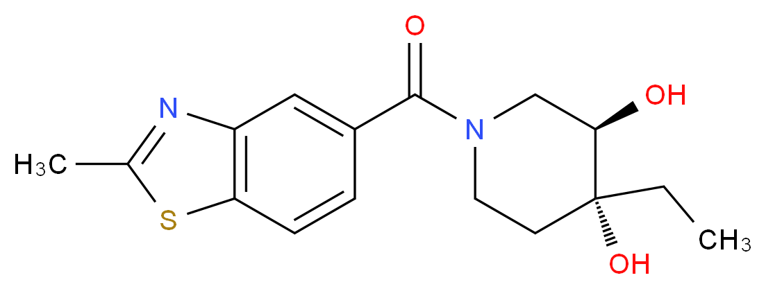 (3R*,4R*)-4-ethyl-1-[(2-methyl-1,3-benzothiazol-5-yl)carbonyl]piperidine-3,4-diol_Molecular_structure_CAS_)