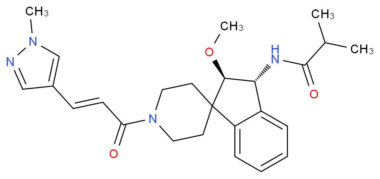 N-{(2R*,3R*)-2-methoxy-1'-[(2E)-3-(1-methyl-1H-pyrazol-4-yl)-2-propenoyl]-2,3-dihydrospiro[indene-1,4'-piperidin]-3-yl}-2-methylpropanamide_Molecular_structure_CAS_)