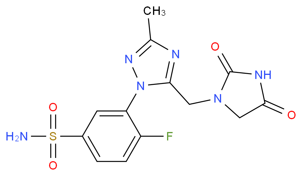 3-{5-[(2,4-dioxoimidazolidin-1-yl)methyl]-3-methyl-1H-1,2,4-triazol-1-yl}-4-fluorobenzenesulfonamide_Molecular_structure_CAS_)