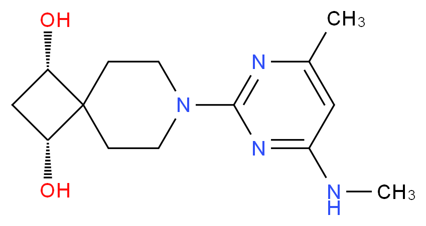 (1R*,3S*)-7-[4-methyl-6-(methylamino)-2-pyrimidinyl]-7-azaspiro[3.5]nonane-1,3-diol_Molecular_structure_CAS_)