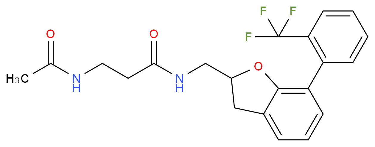 N~3~-acetyl-N~1~-({7-[2-(trifluoromethyl)phenyl]-2,3-dihydro-1-benzofuran-2-yl}methyl)-beta-alaninamide_Molecular_structure_CAS_)