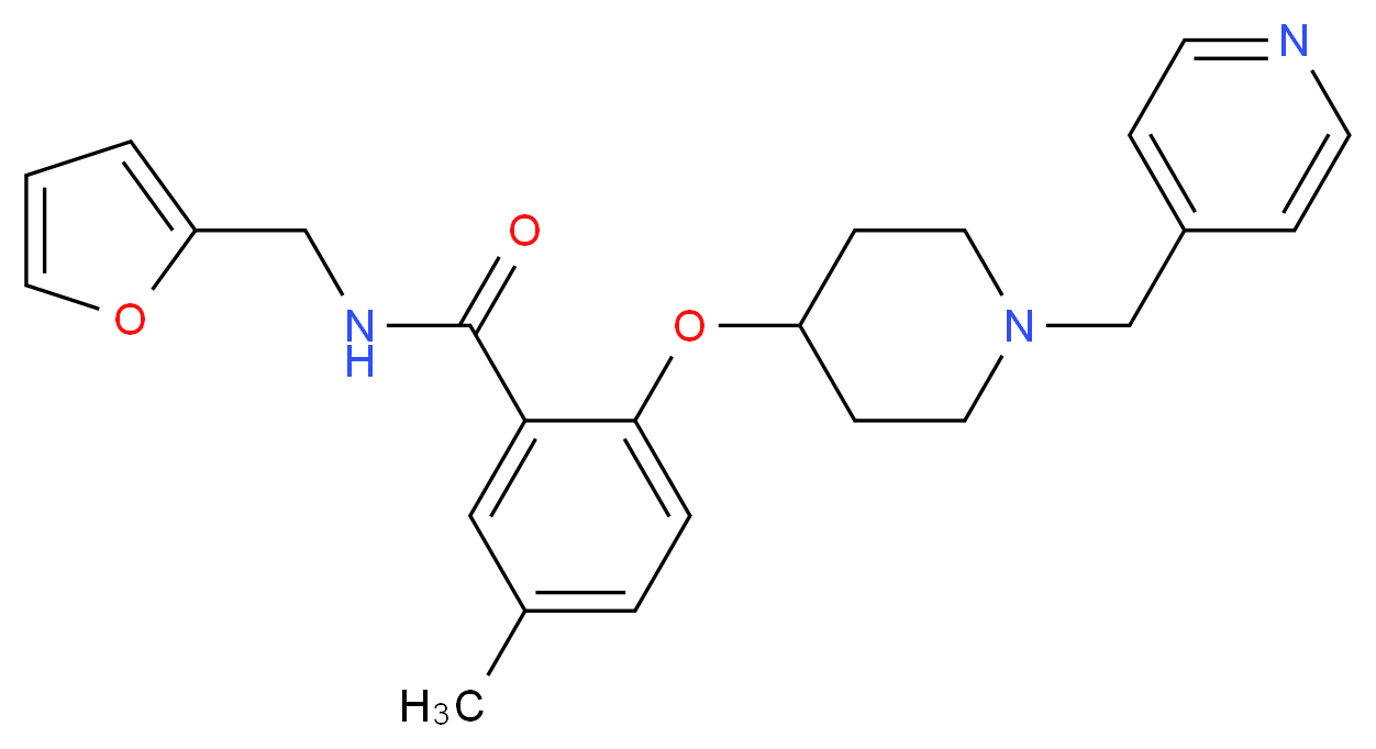 N-(2-furylmethyl)-5-methyl-2-{[1-(4-pyridinylmethyl)-4-piperidinyl]oxy}benzamide_Molecular_structure_CAS_)