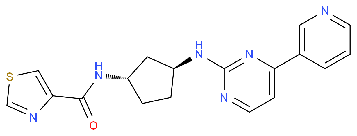 N-((1S*,3S*)-3-{[4-(3-pyridinyl)-2-pyrimidinyl]amino}cyclopentyl)-1,3-thiazole-4-carboxamide_Molecular_structure_CAS_)