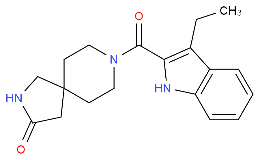 8-[(3-ethyl-1H-indol-2-yl)carbonyl]-2,8-diazaspiro[4.5]decan-3-one_Molecular_structure_CAS_)