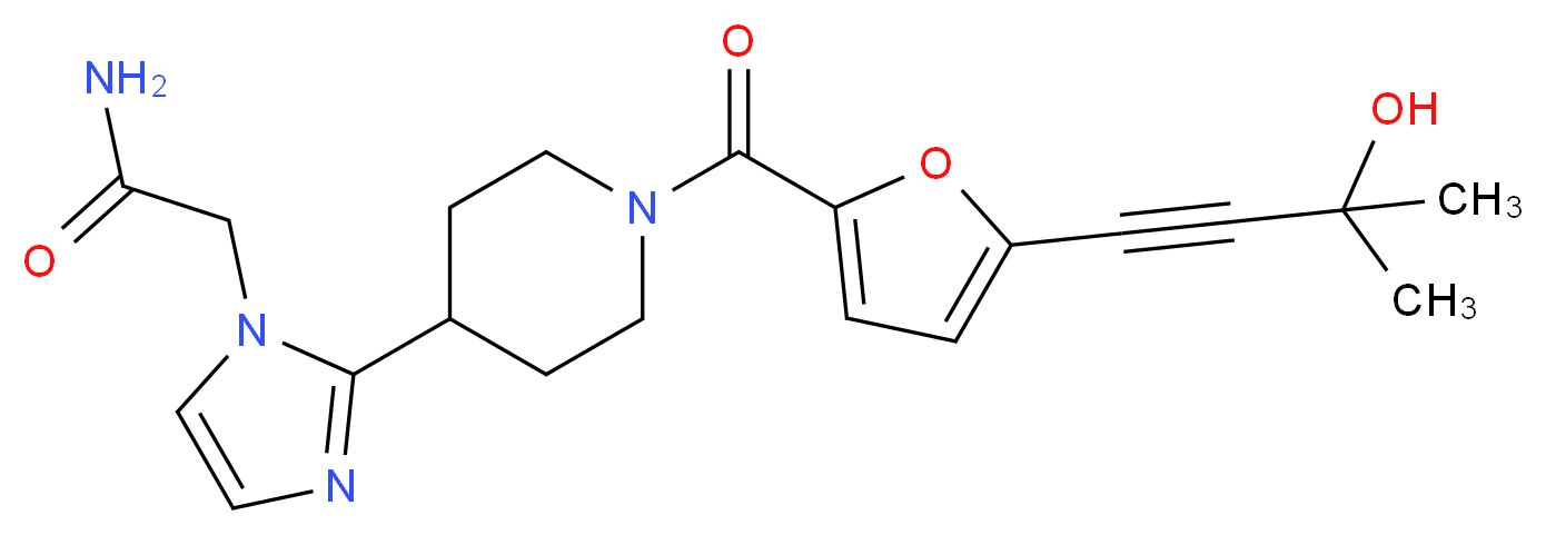 2-(2-{1-[5-(3-hydroxy-3-methylbut-1-yn-1-yl)-2-furoyl]piperidin-4-yl}-1H-imidazol-1-yl)acetamide_Molecular_structure_CAS_)