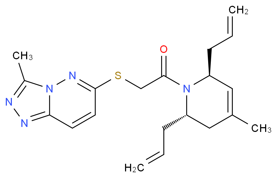 6-({2-[(2S*,6S*)-2,6-diallyl-4-methyl-3,6-dihydro-1(2H)-pyridinyl]-2-oxoethyl}thio)-3-methyl[1,2,4]triazolo[4,3-b]pyridazine_Molecular_structure_CAS_)
