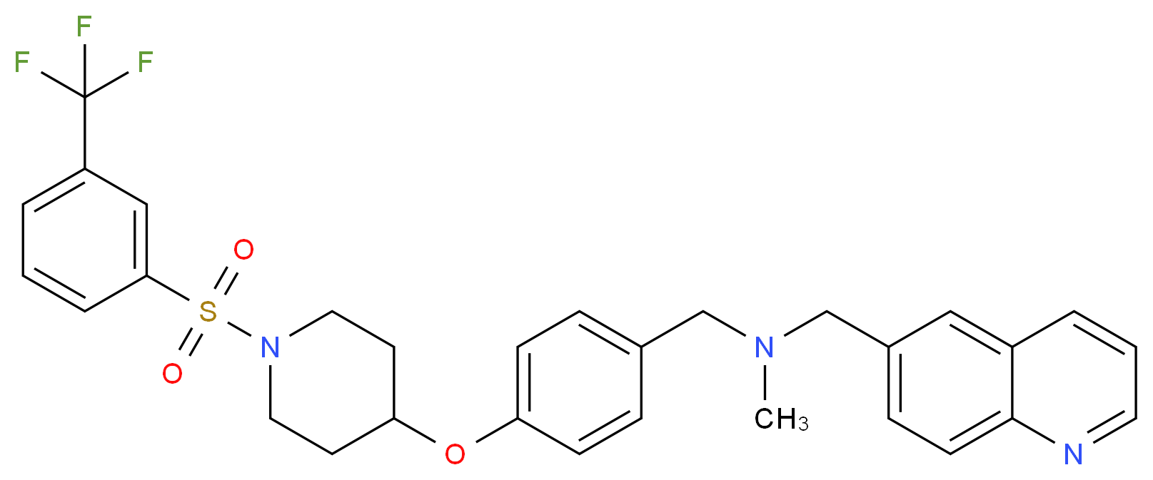 N-methyl-1-(6-quinolinyl)-N-{4-[(1-{[3-(trifluoromethyl)phenyl]sulfonyl}-4-piperidinyl)oxy]benzyl}methanamine_Molecular_structure_CAS_)