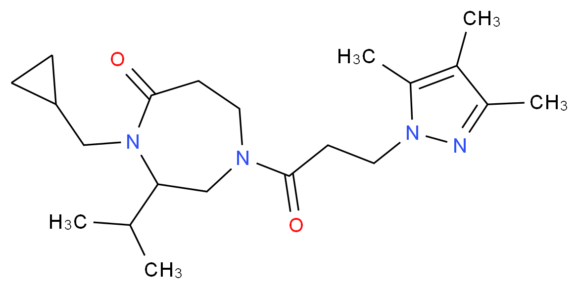 4-(cyclopropylmethyl)-3-isopropyl-1-[3-(3,4,5-trimethyl-1H-pyrazol-1-yl)propanoyl]-1,4-diazepan-5-one_Molecular_structure_CAS_)