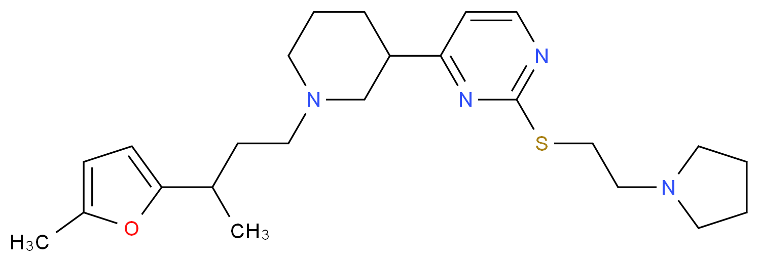 4-{1-[3-(5-methyl-2-furyl)butyl]-3-piperidinyl}-2-{[2-(1-pyrrolidinyl)ethyl]thio}pyrimidine_Molecular_structure_CAS_)