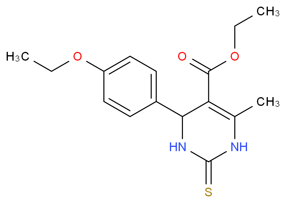Ethyl 4-(4-ethoxyphenyl)-6-methyl-2-thioxo-1,2,3,4-tetrahydro-5-pyrimidinecarboxylate_Molecular_structure_CAS_)