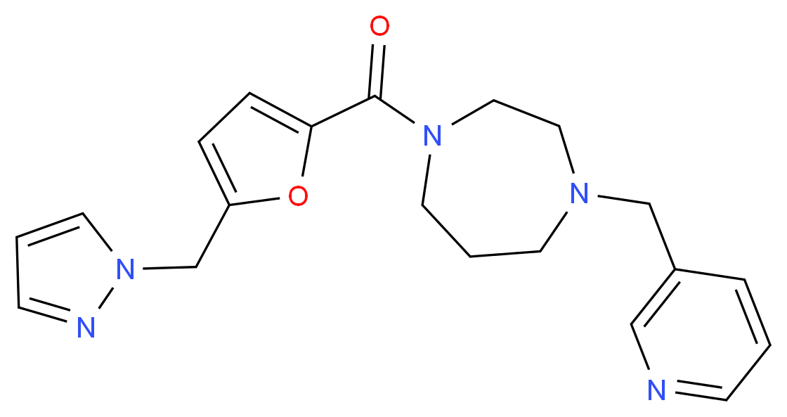 1-[5-(1H-pyrazol-1-ylmethyl)-2-furoyl]-4-(3-pyridinylmethyl)-1,4-diazepane_Molecular_structure_CAS_)