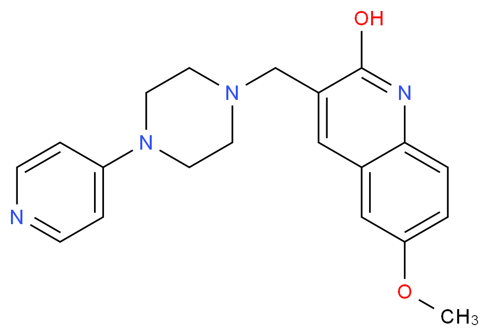 6-methoxy-3-[(4-pyridin-4-ylpiperazin-1-yl)methyl]quinolin-2-ol_Molecular_structure_CAS_)