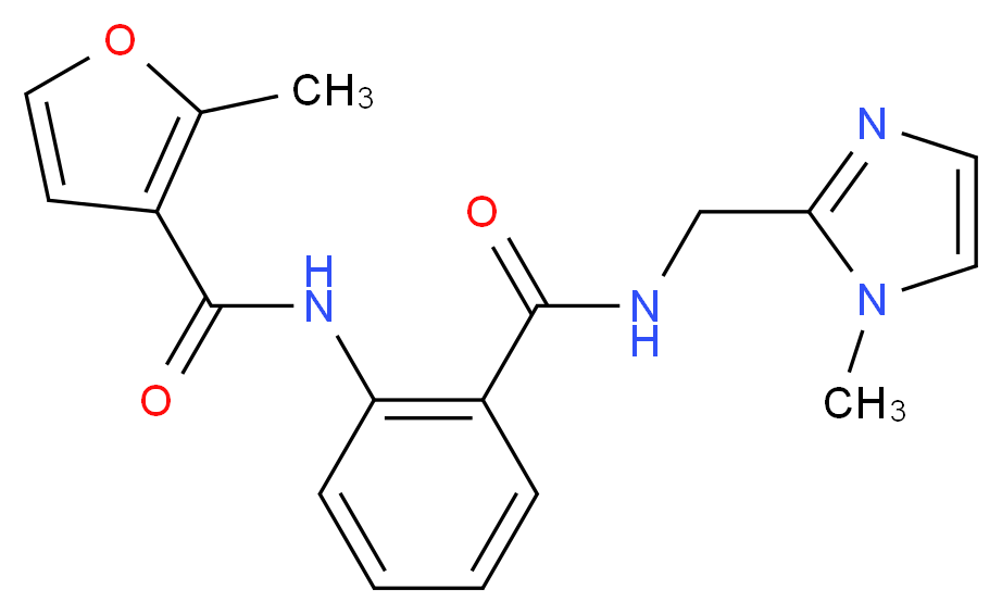 2-methyl-N-[2-({[(1-methyl-1H-imidazol-2-yl)methyl]amino}carbonyl)phenyl]-3-furamide_Molecular_structure_CAS_)